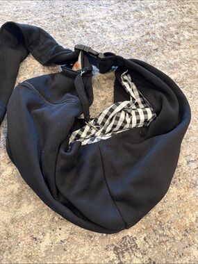 Black Pet Sling Carrier with Checkered Interior - Comfortable Travel Sling